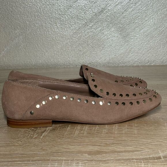 Bleecker & Bond Arianna Women 7.5M Beige Suede Studded Flats Loafers Shoes - Picture 3 of 11